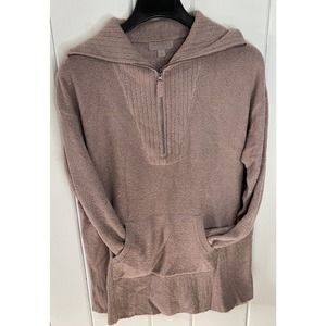 Barefoot Dreams Cozychic Lite Soft Cozy Quarter Zip Mauve Sweater Womens Size L